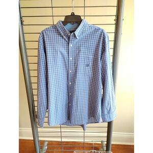 Chaps Mens Blue Plaid Easy Care Button Down Shirt Long Sleeve Large L